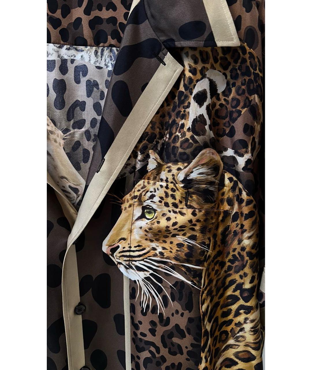 DOLCE&GABBANA Коричневая шелковая кэжуал рубашка, фото 5