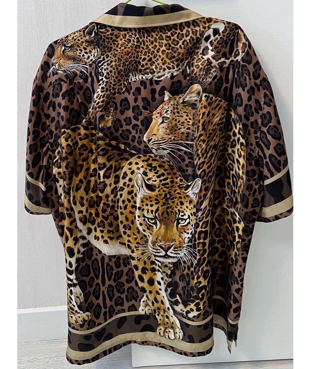 DOLCE&GABBANA Коричневая шелковая кэжуал рубашка, фото 3