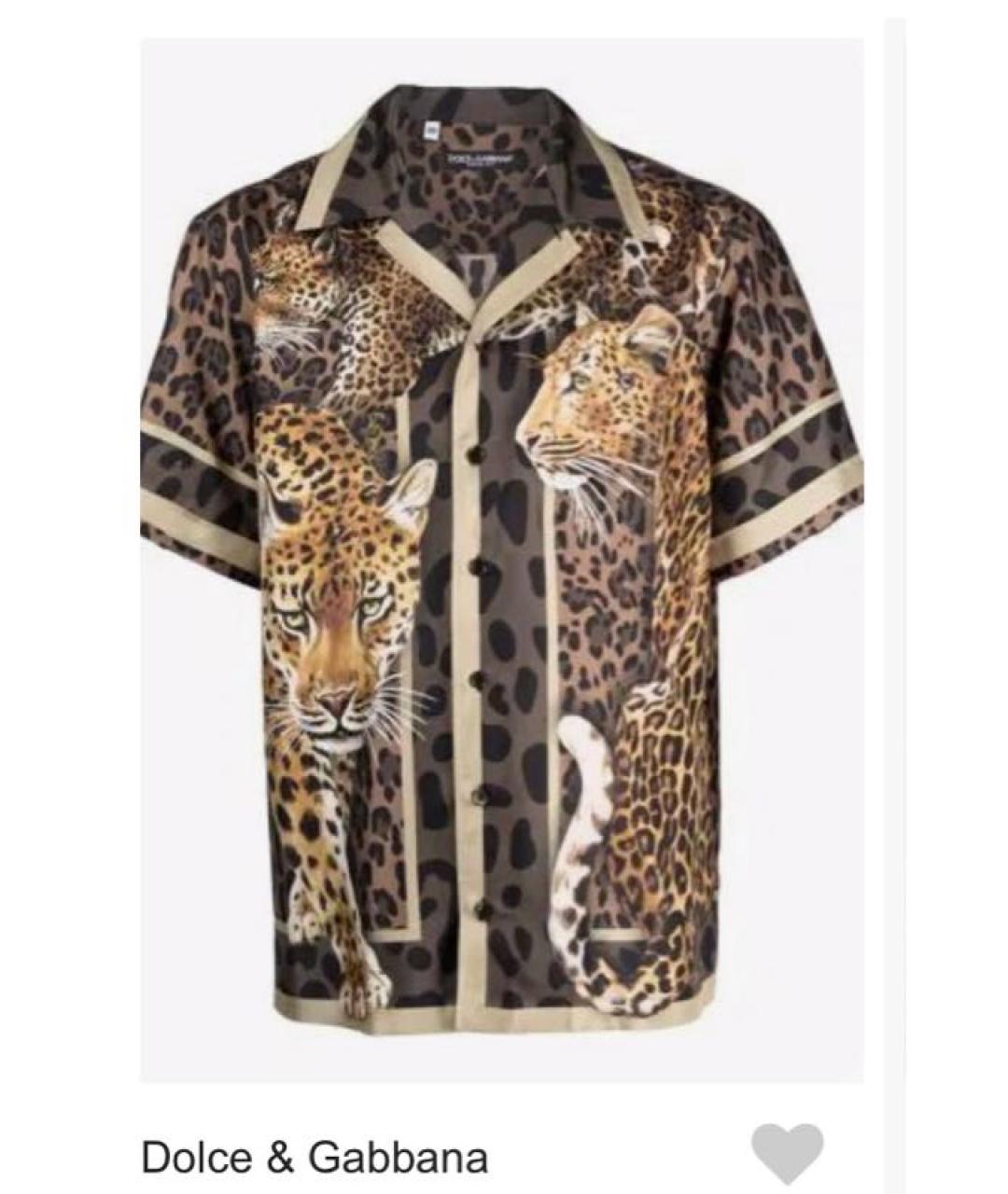 DOLCE&GABBANA Коричневая шелковая кэжуал рубашка, фото 8