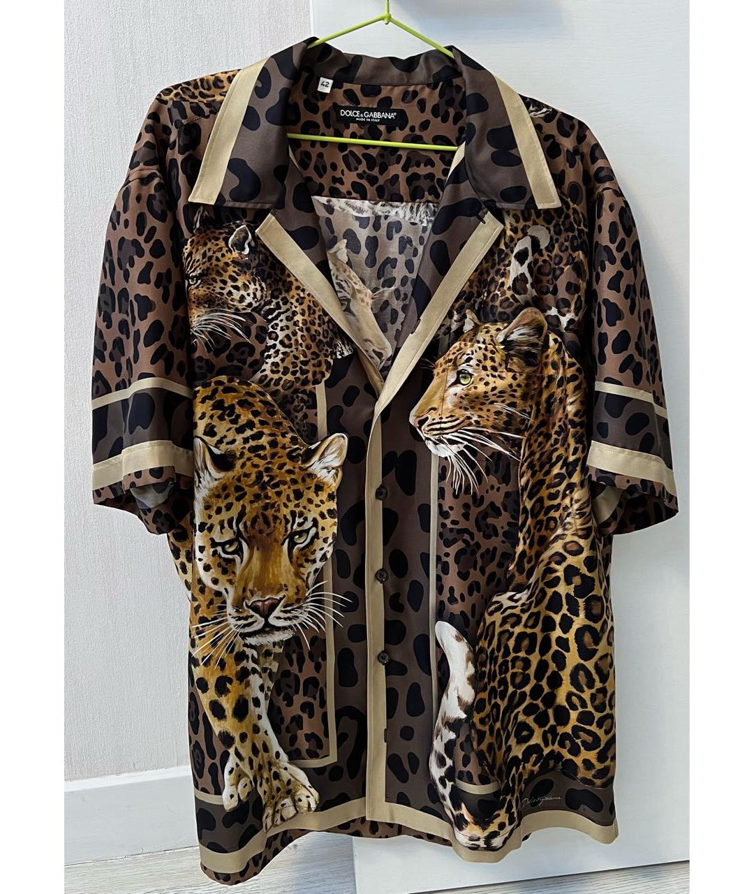 DOLCE&GABBANA Коричневая шелковая кэжуал рубашка, фото 2