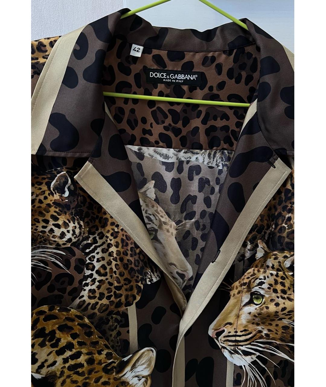 DOLCE&GABBANA Коричневая шелковая кэжуал рубашка, фото 4