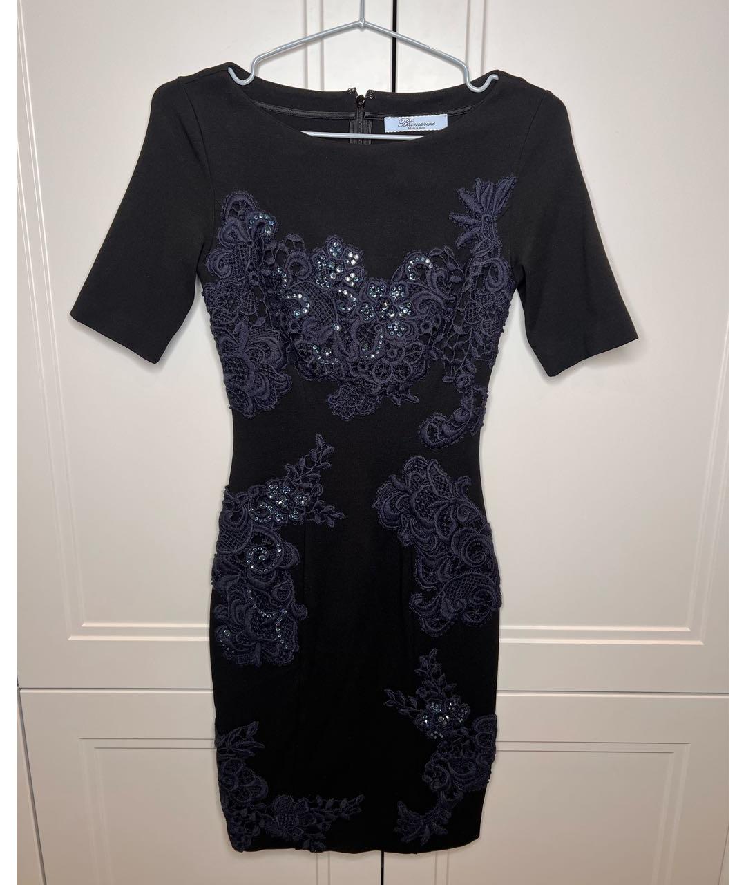 BLUMARINE Темно-синее хлопко-эластановое коктейльное платье, фото 5