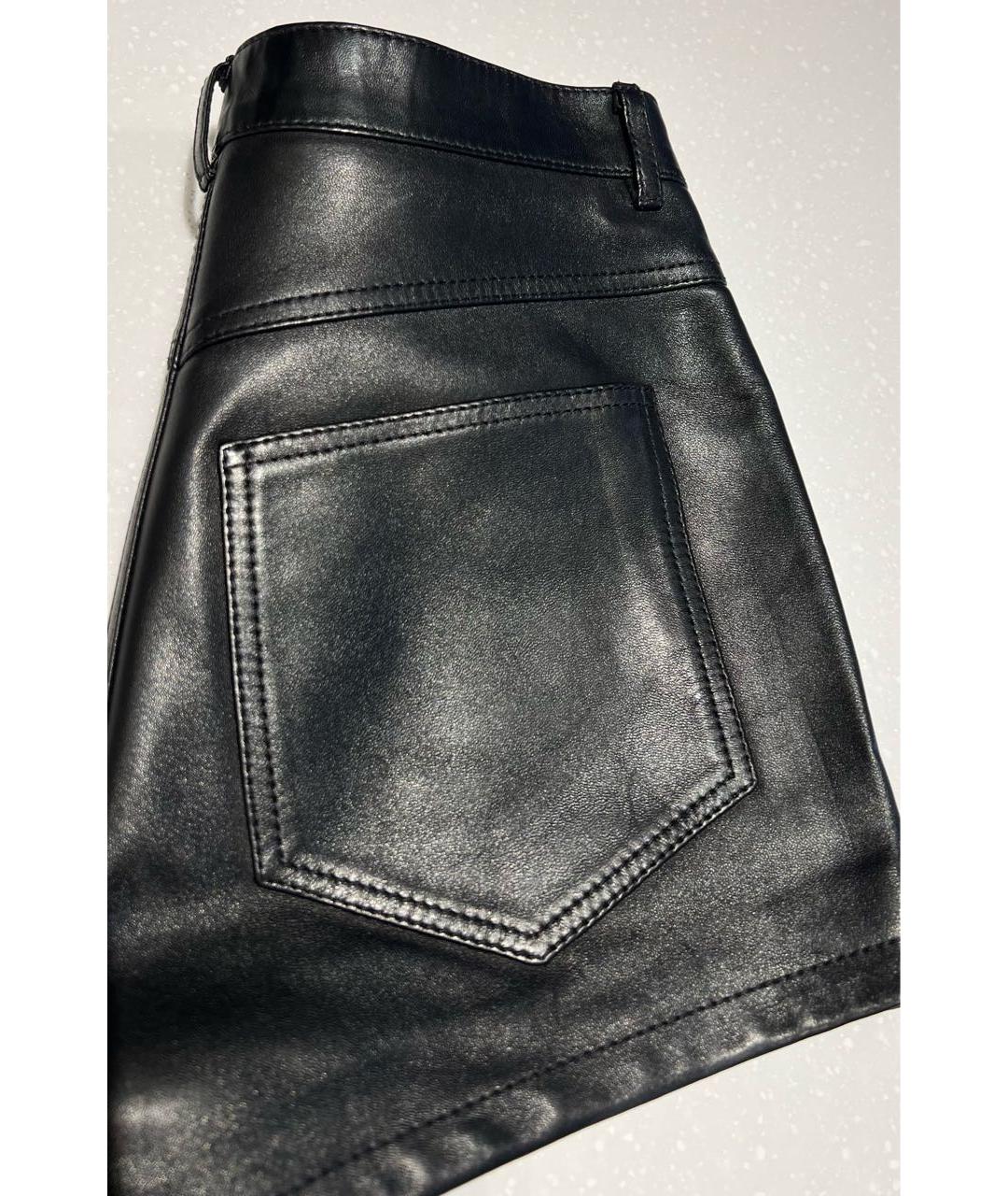 SAINT LAURENT Черные кожаные шорты, фото 4