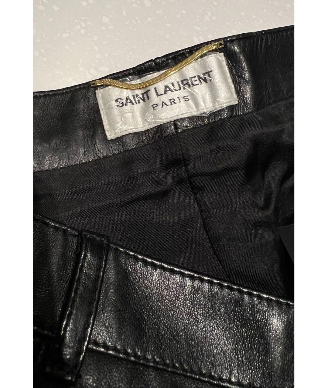 SAINT LAURENT Черные кожаные шорты, фото 3