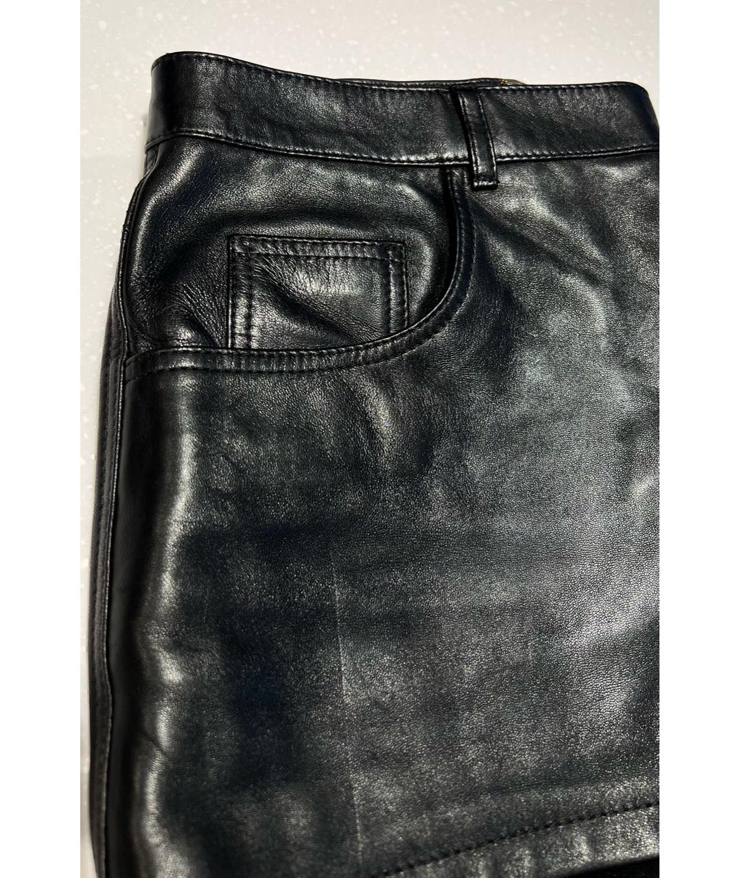 SAINT LAURENT Черные кожаные шорты, фото 5