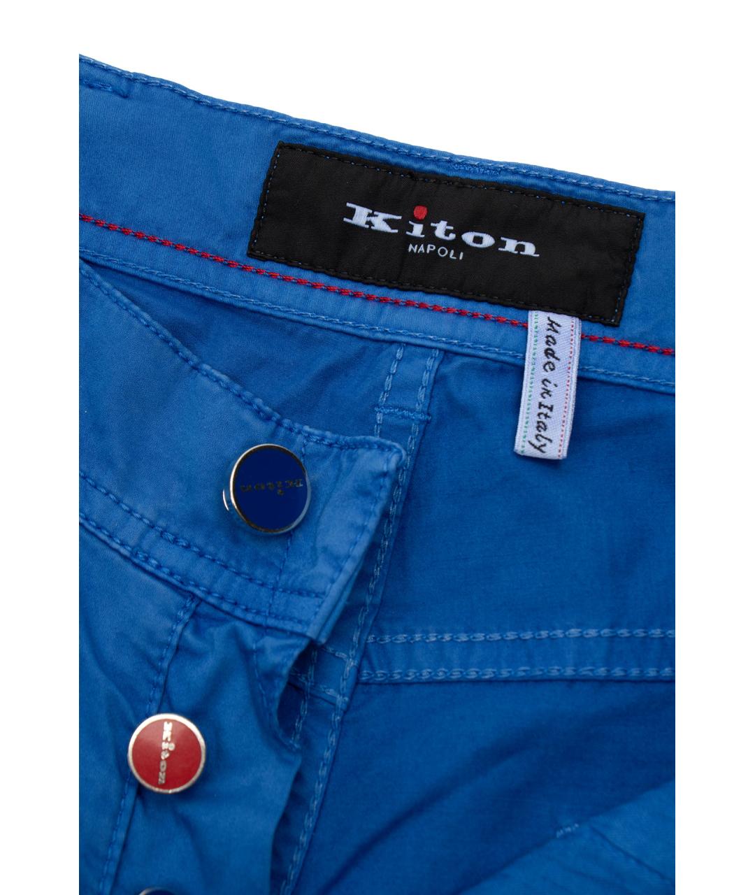 KITON Синие хлопковые повседневные брюки, фото 3