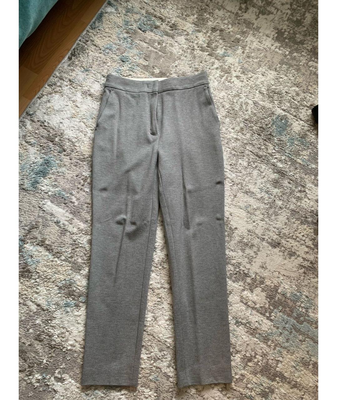 MAX MARA Серые хлопко-эластановые брюки узкие, фото 6
