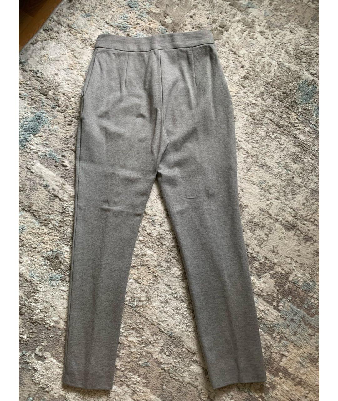 MAX MARA Серые хлопко-эластановые брюки узкие, фото 8