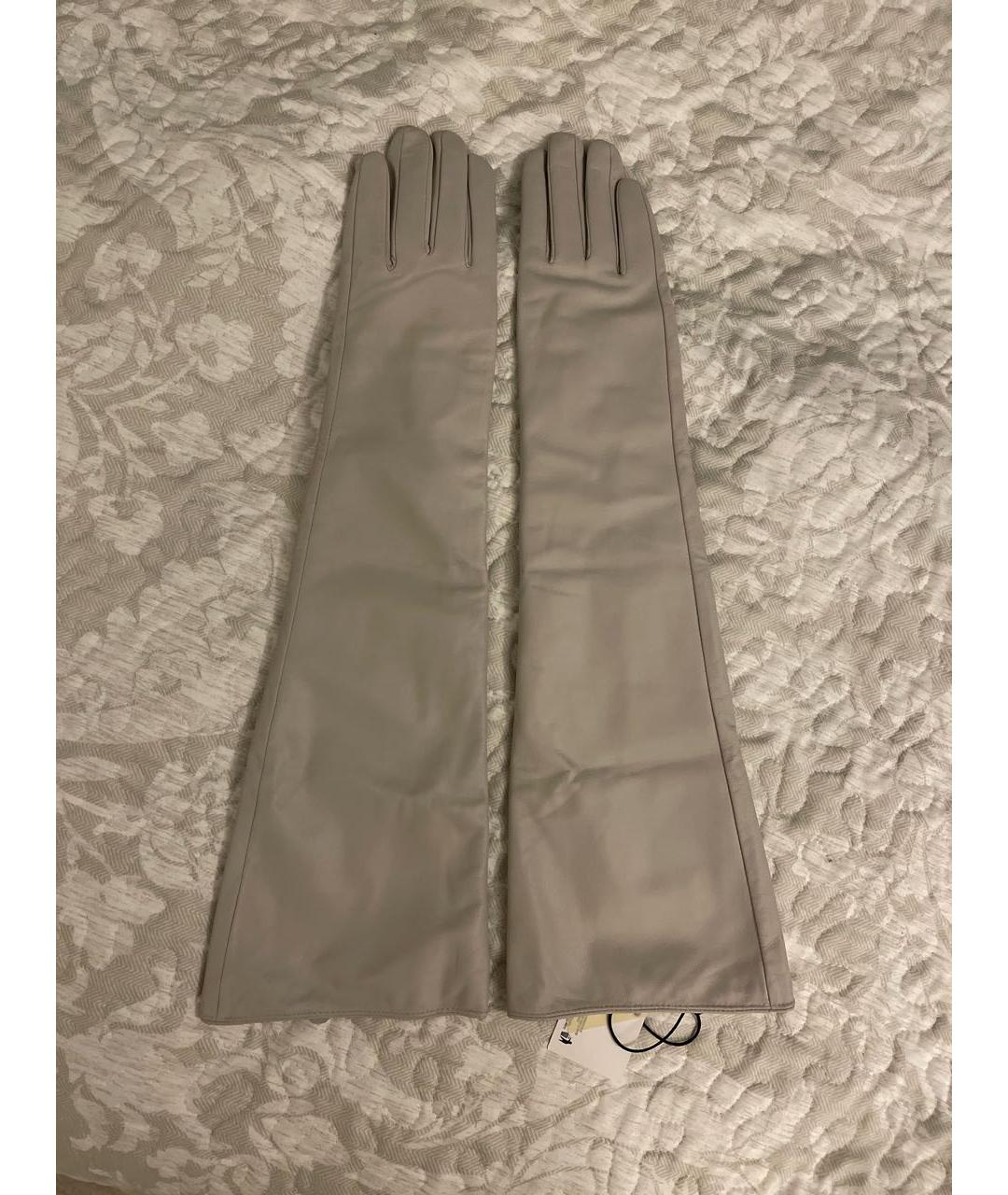 TWIN-SET Серые кожаные перчатки, фото 6