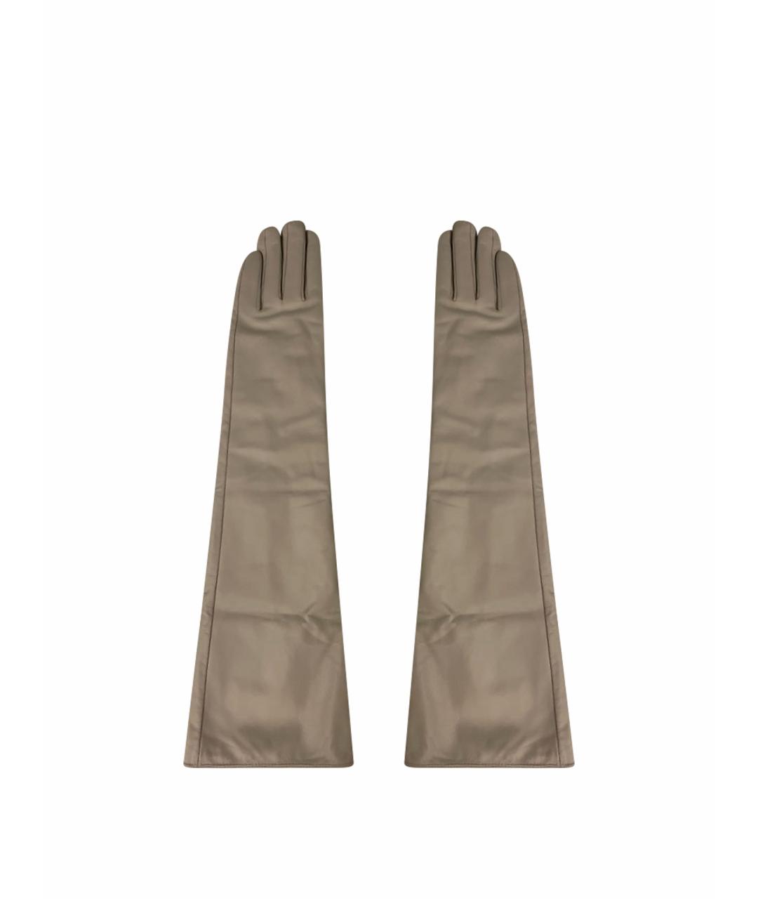 TWIN-SET Серые кожаные перчатки, фото 1