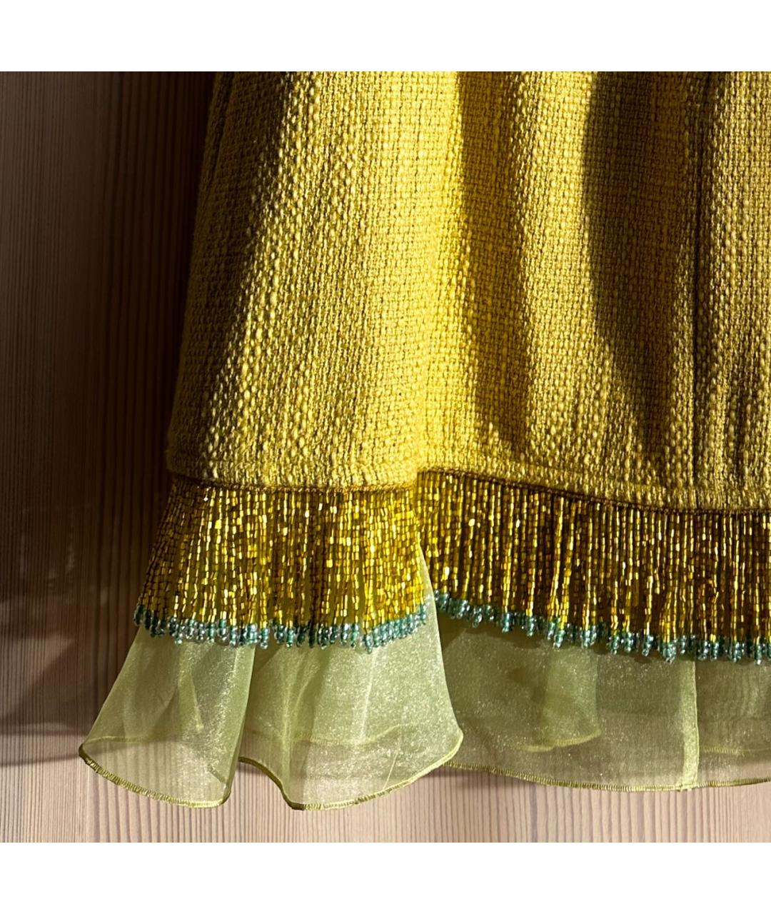 ELISABETTA FRANCHI Салатовая хлопковая юбка мини, фото 4