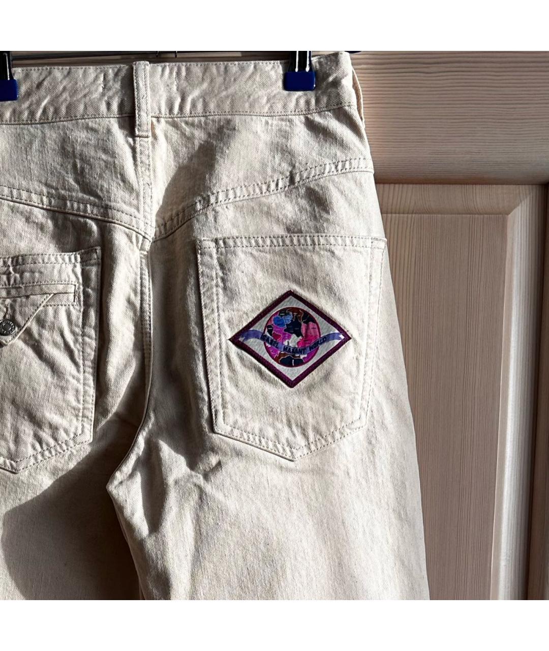 ISABEL MARANT Бежевые хлопковые прямые джинсы, фото 4