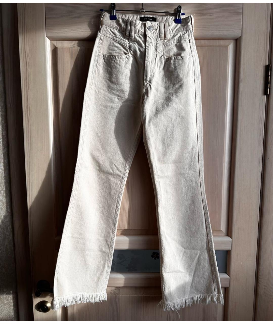ISABEL MARANT Бежевые хлопковые прямые джинсы, фото 5