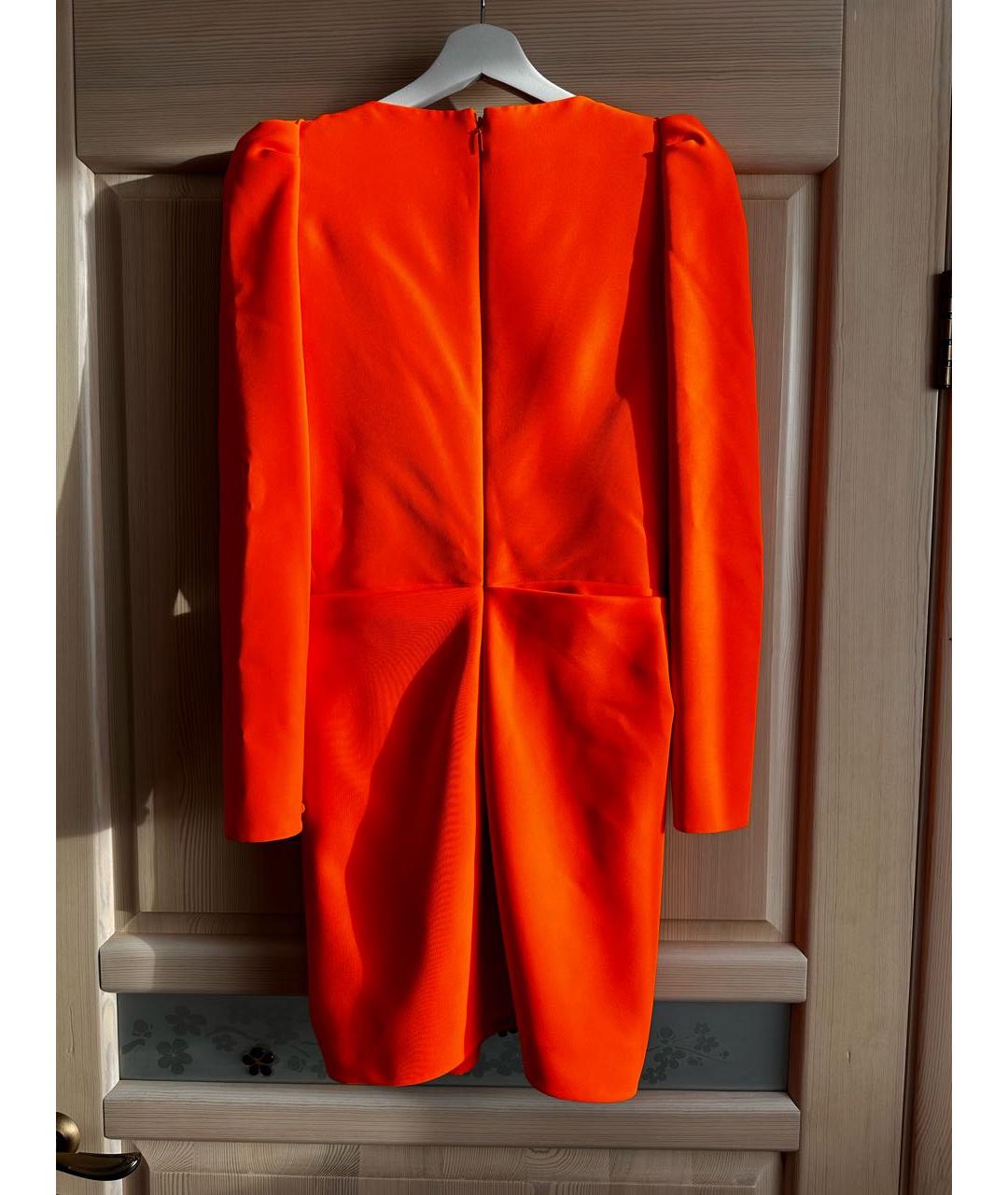 SAINT LAURENT Оранжевое полиэстеровое коктейльное платье, фото 2