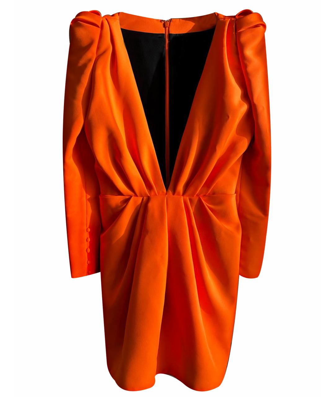 SAINT LAURENT Оранжевое полиэстеровое коктейльное платье, фото 1