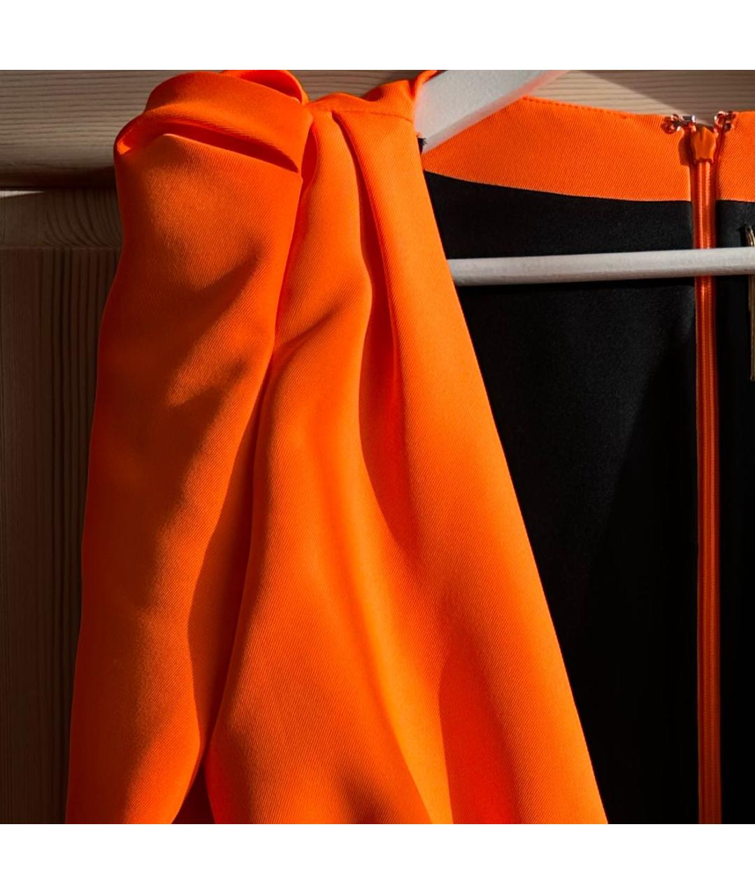 SAINT LAURENT Оранжевое полиэстеровое коктейльное платье, фото 4