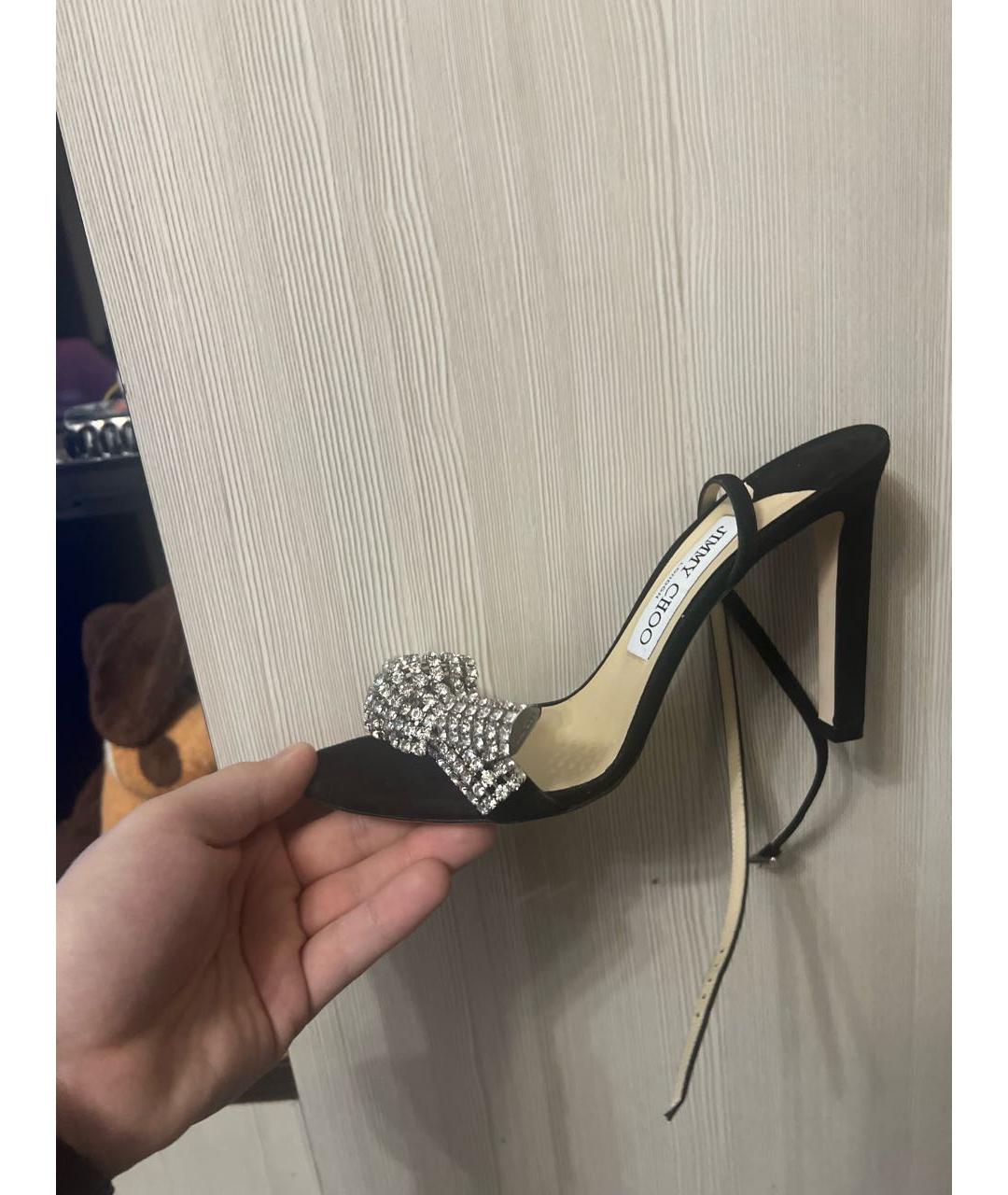 JIMMY CHOO Черные кожаные босоножки, фото 5