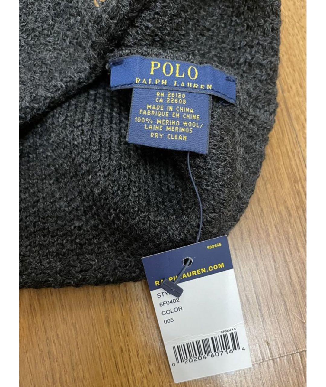 POLO RALPH LAUREN Серая шерстяная шапка, фото 4