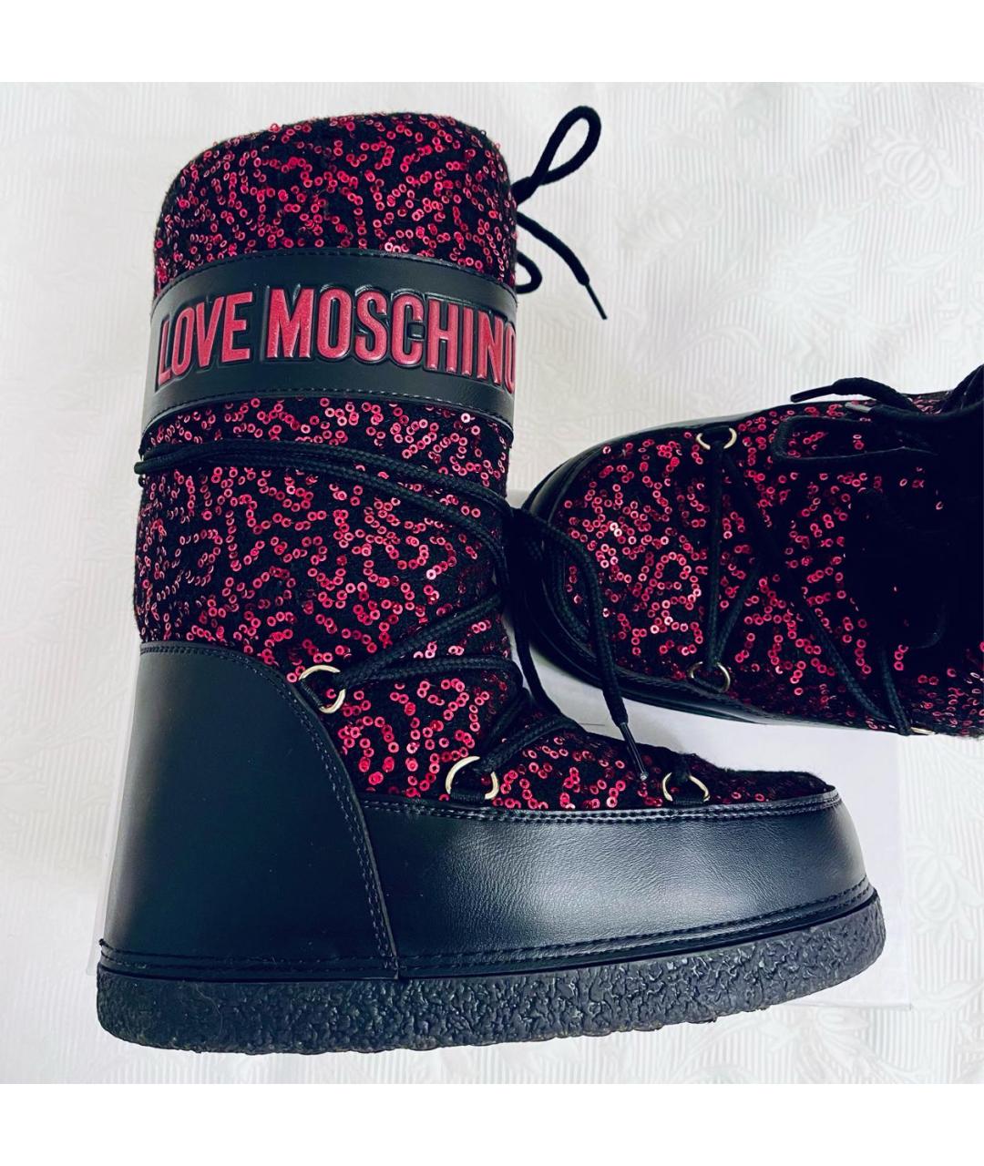 LOVE MOSCHINO Черные текстильные сапоги, фото 6