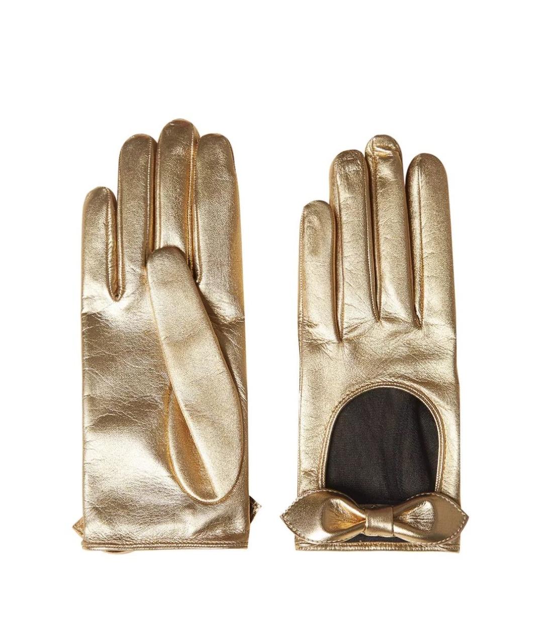GUCCI Золотые кожаные перчатки, фото 1