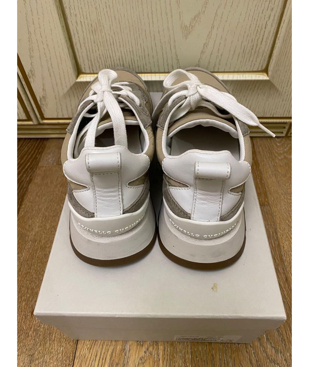 BRUNELLO CUCINELLI Бежевые кожаные кроссовки, фото 3