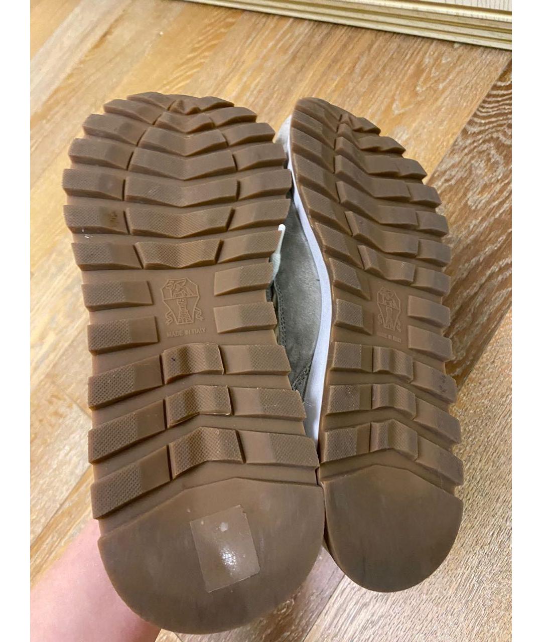 BRUNELLO CUCINELLI Бежевые кожаные кроссовки, фото 4