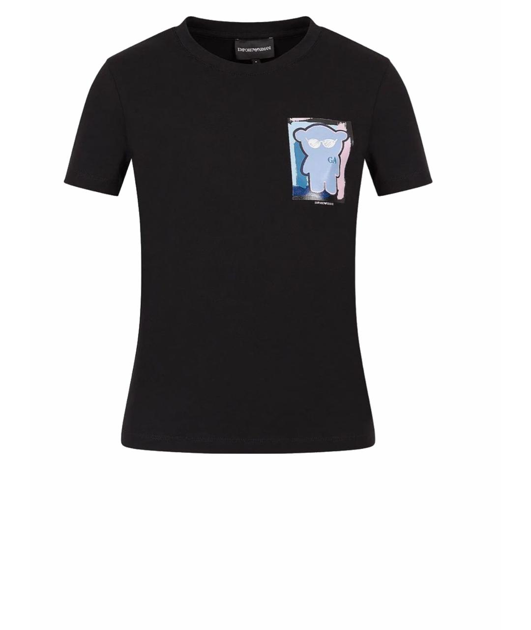EMPORIO ARMANI Черная хлопко-эластановая футболка, фото 1