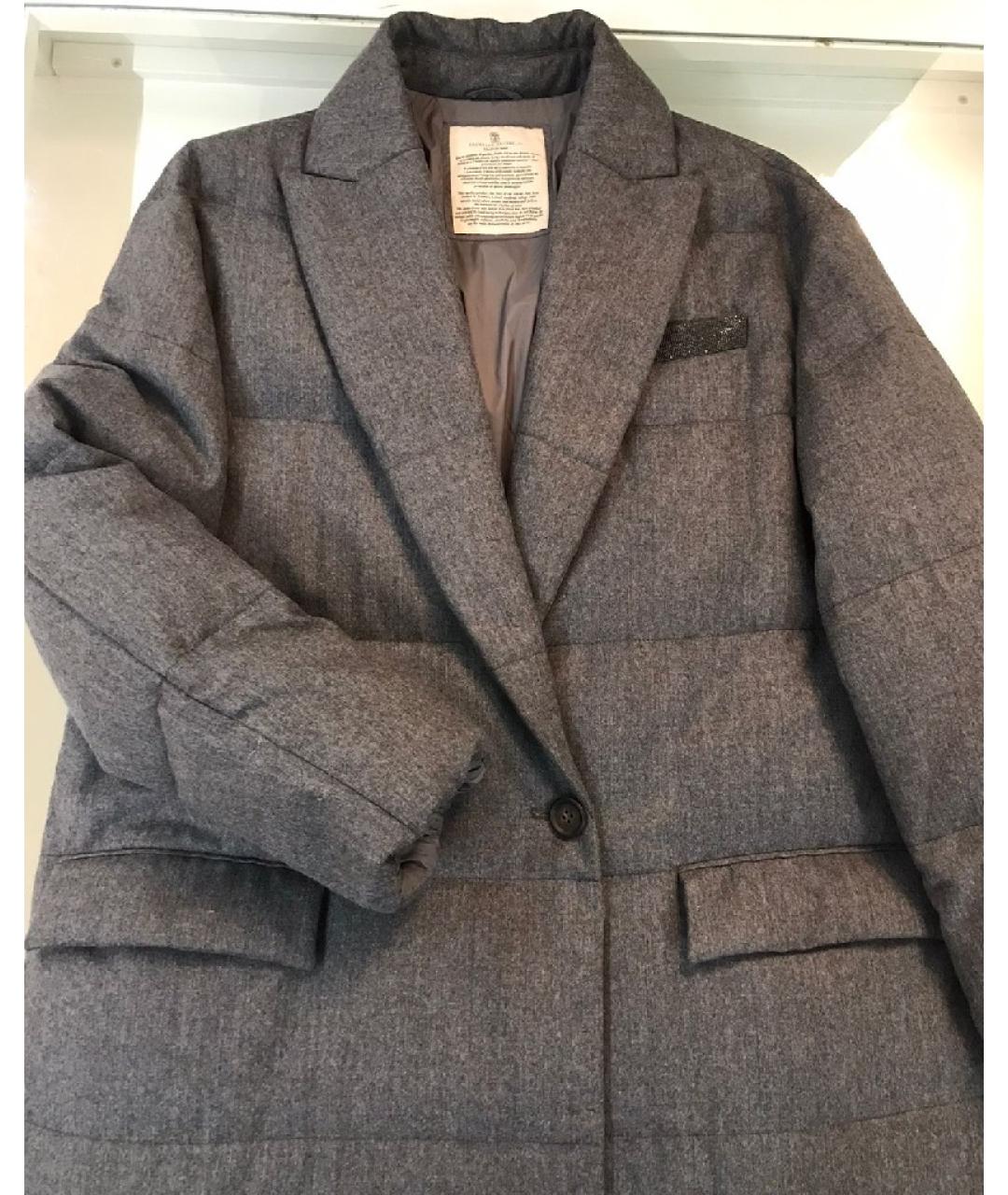 BRUNELLO CUCINELLI Серый шерстяной пуховик, фото 3