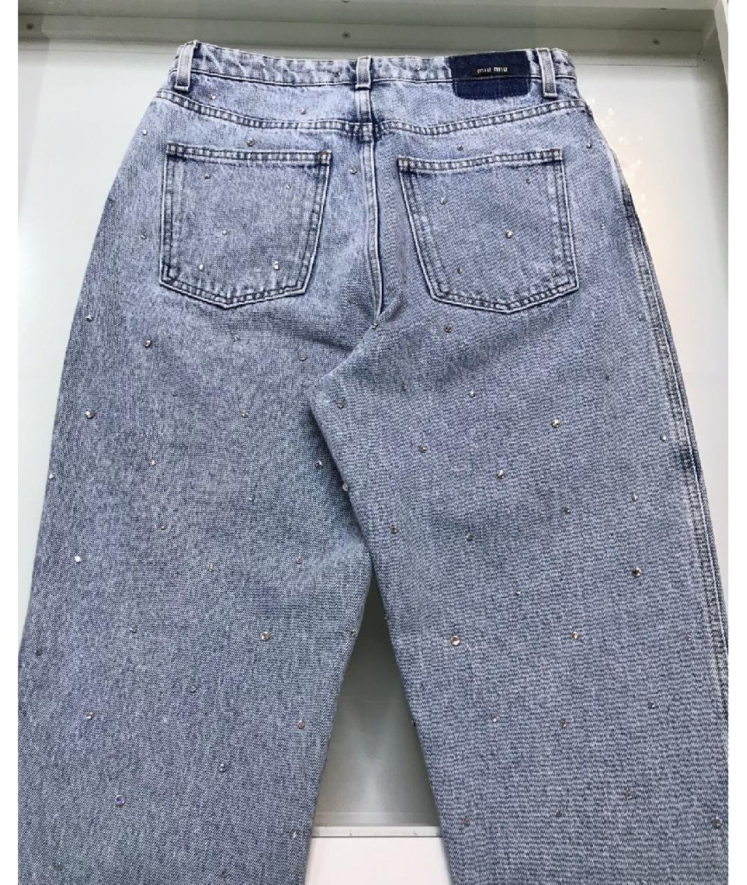 MIU MIU Голубые хлопковые прямые джинсы, фото 5