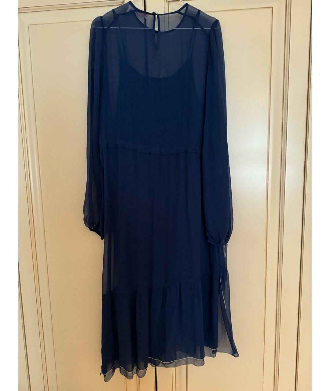 SEE BY CHLOE Темно-синее шелковое повседневное платье, фото 6