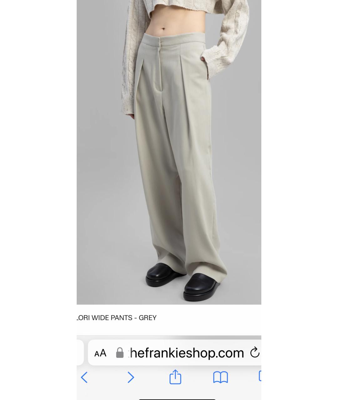 THE FRANKIE SHOP Серые полиэстеровые брюки широкие, фото 3