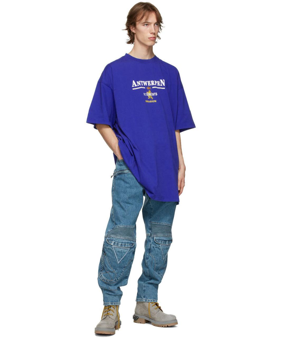 VETEMENTS Синяя хлопковая футболка, фото 6