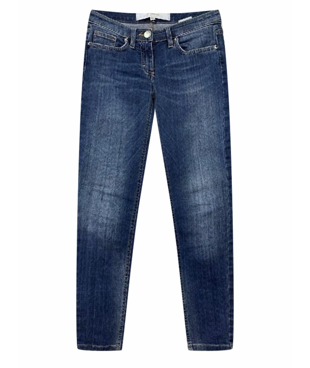 ELISABETTA FRANCHI Синие хлопковые прямые джинсы, фото 1