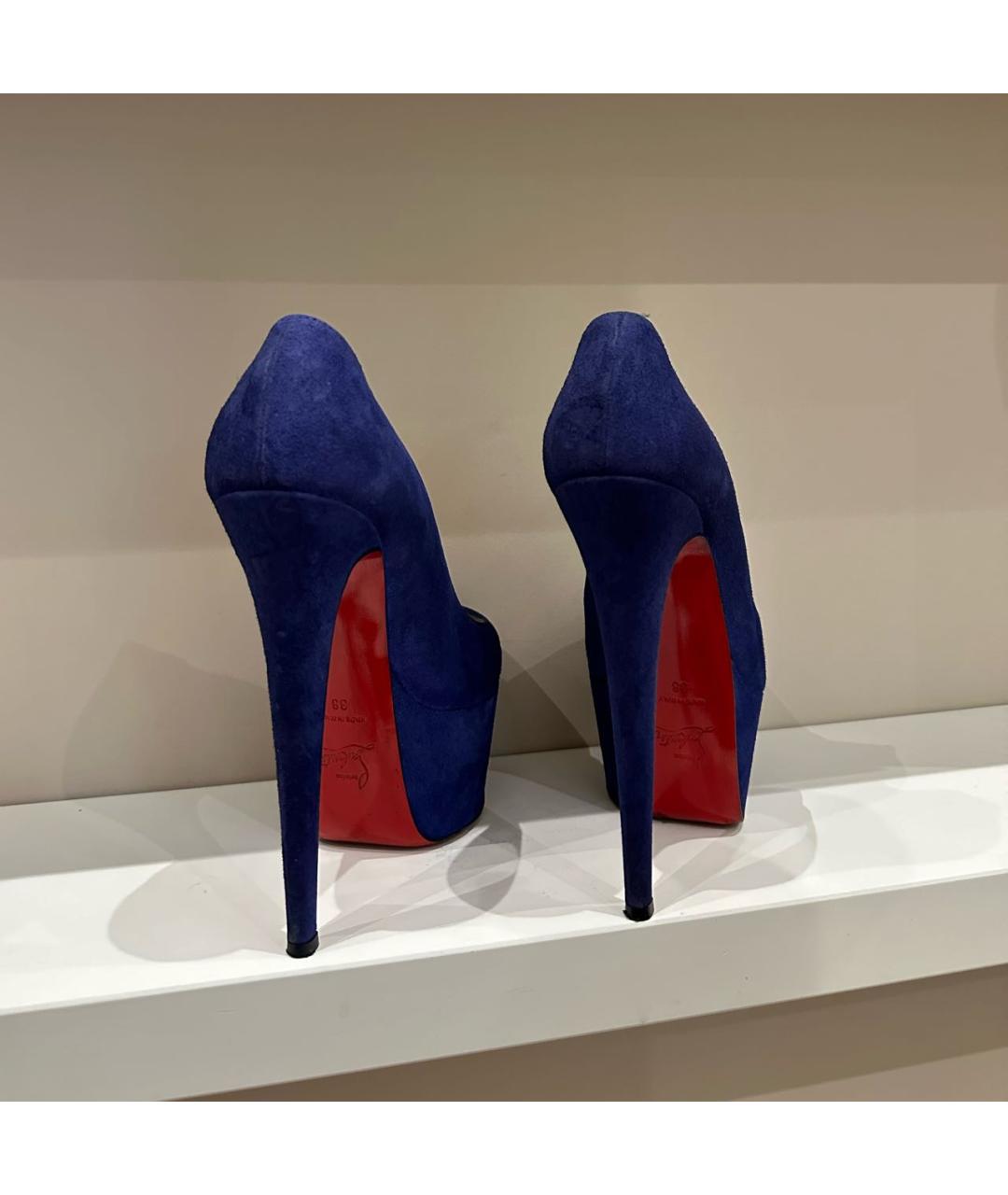 CHRISTIAN LOUBOUTIN Синие замшевые туфли, фото 4