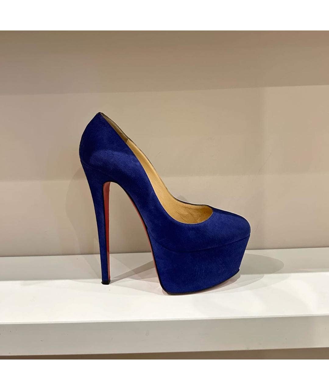 CHRISTIAN LOUBOUTIN Синие замшевые туфли, фото 6