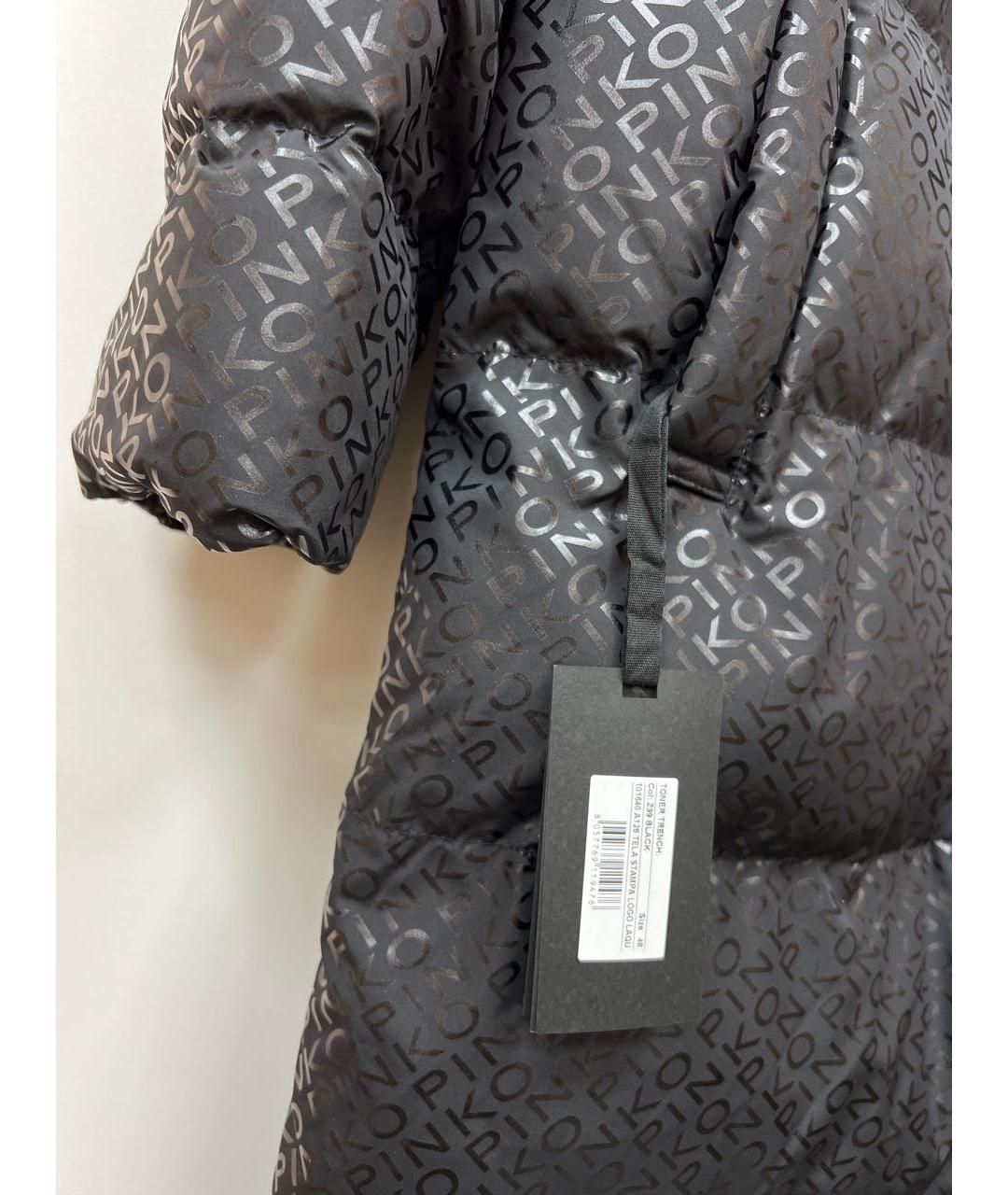 PINKO Черное полиэстеровое пальто, фото 7