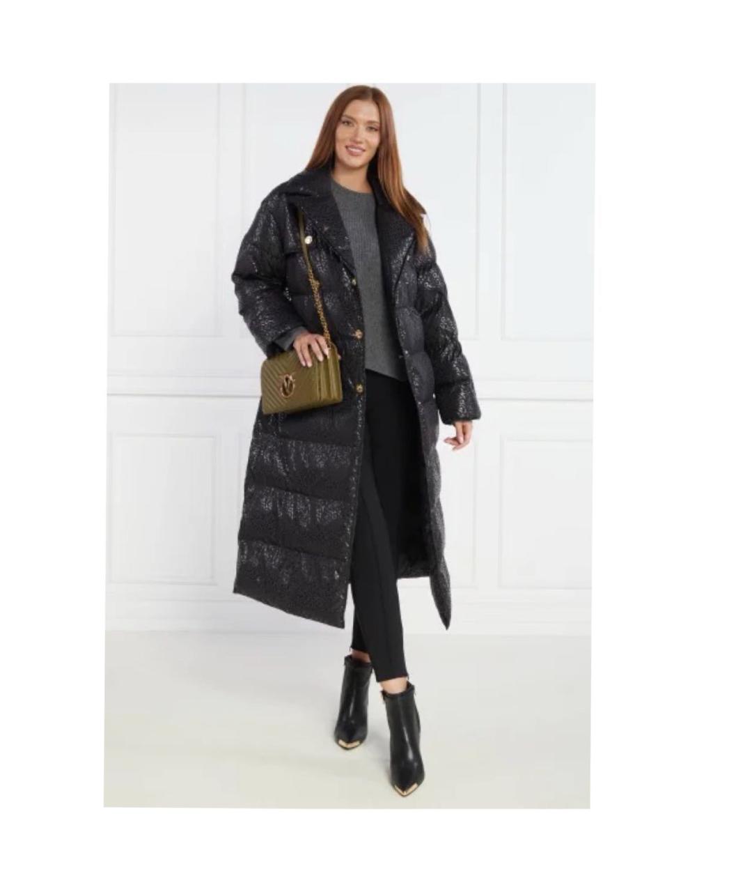 PINKO Черное полиэстеровое пальто, фото 5