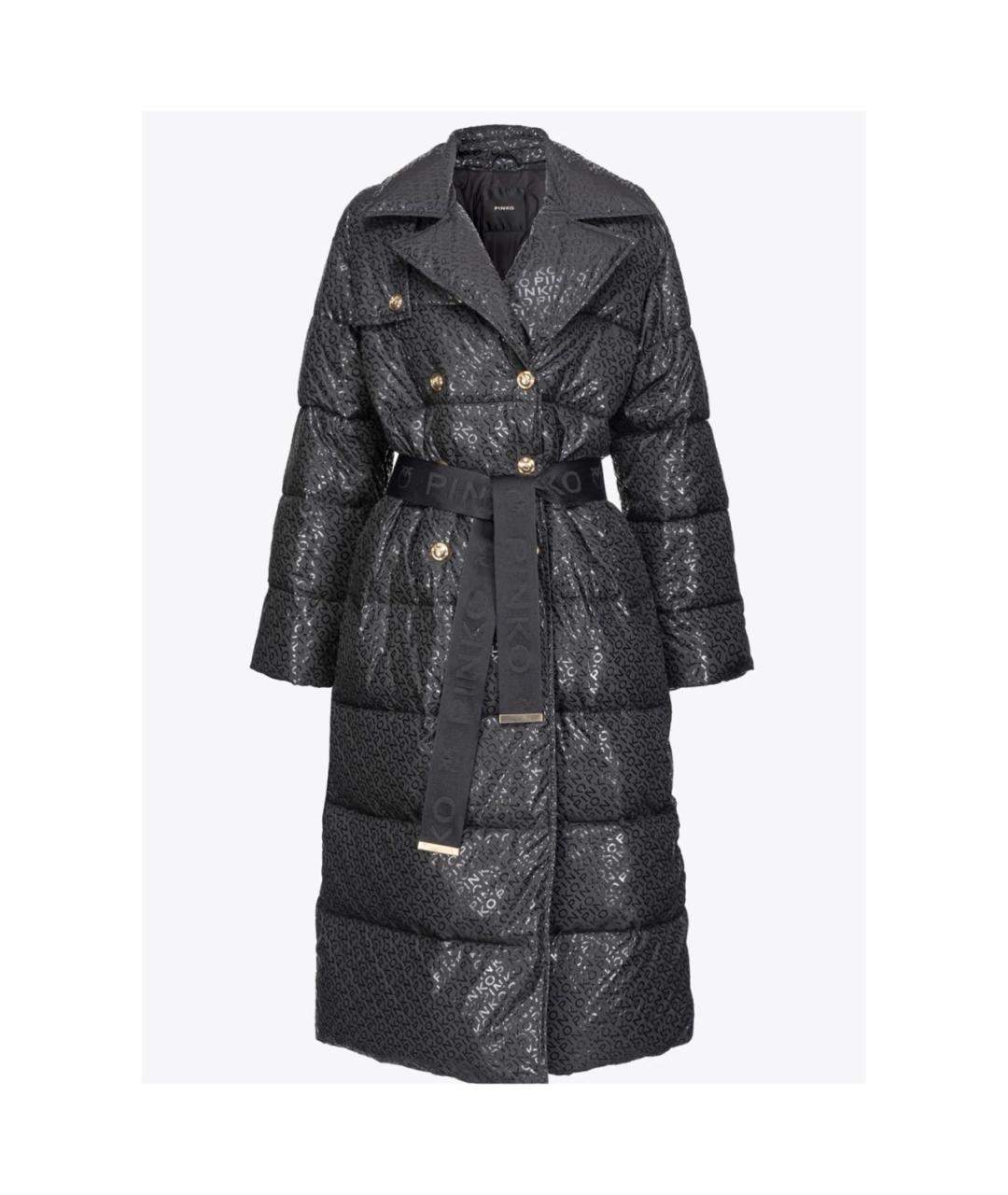 PINKO Черное полиэстеровое пальто, фото 8