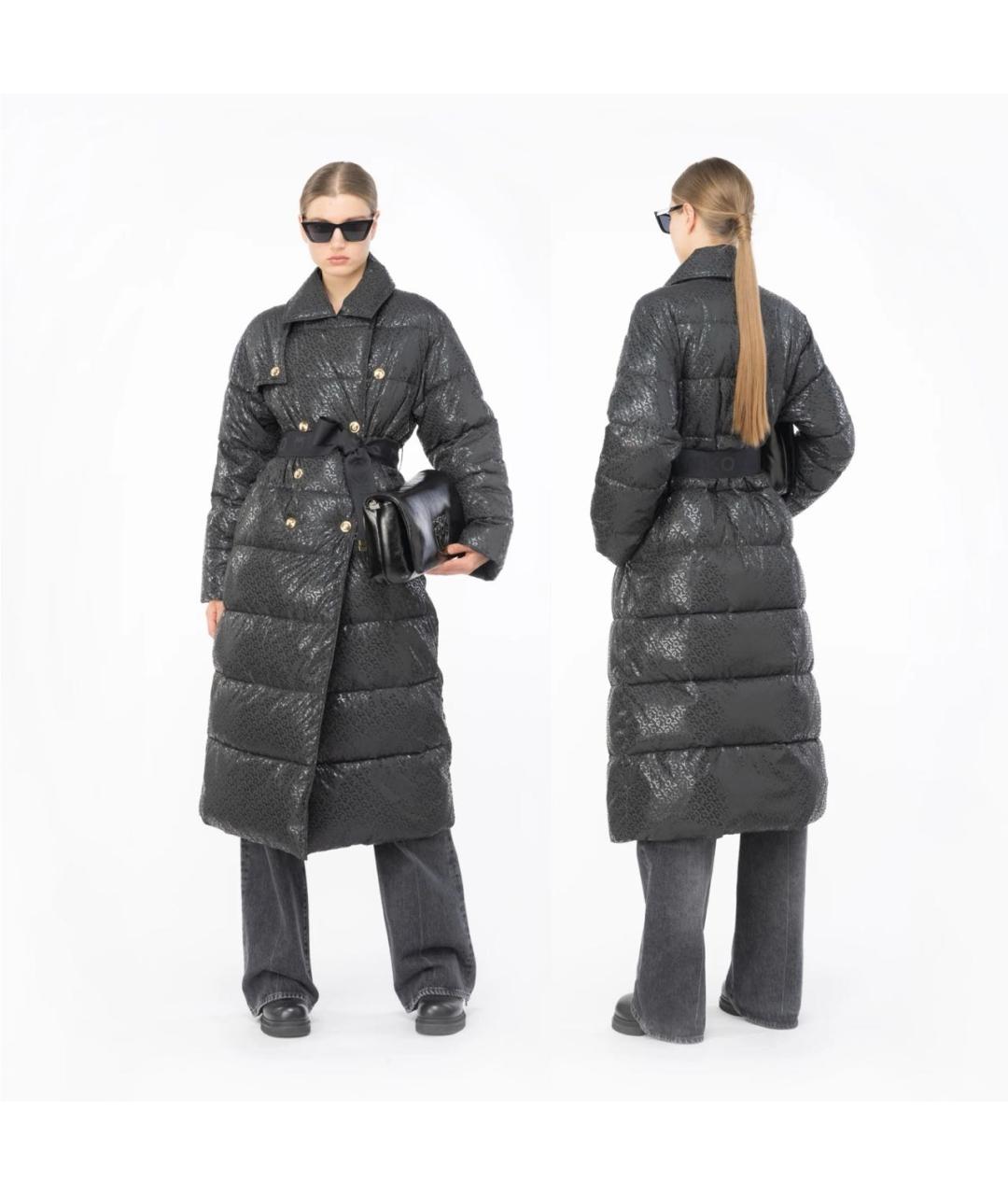 PINKO Черное полиэстеровое пальто, фото 3