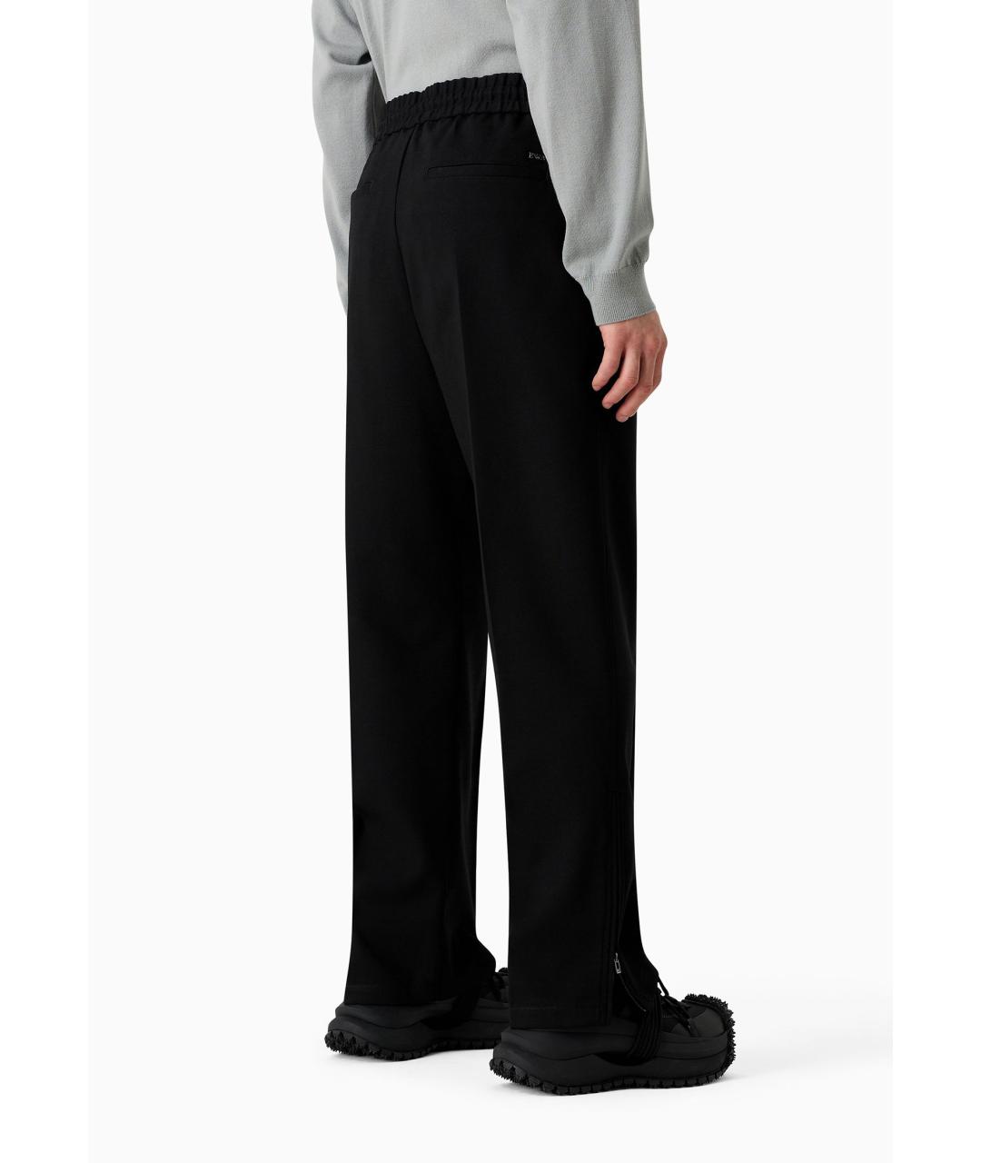EMPORIO ARMANI Черные шерстяные повседневные брюки, фото 3