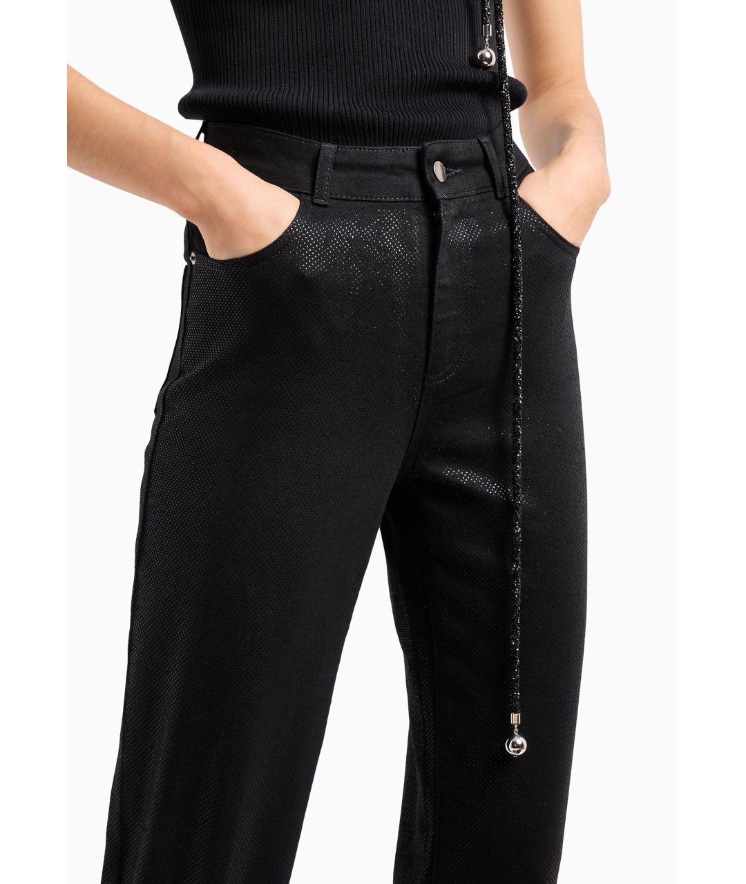 EMPORIO ARMANI Черные хлопковые прямые джинсы, фото 4