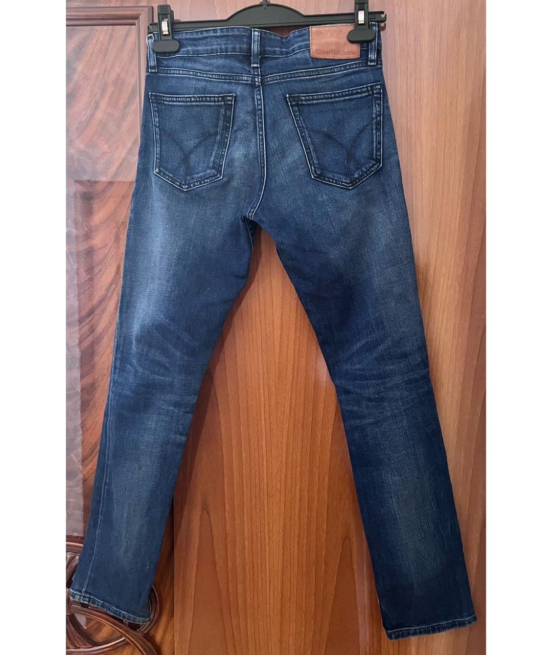 CALVIN KLEIN Темно-синие хлопковые прямые джинсы, фото 2