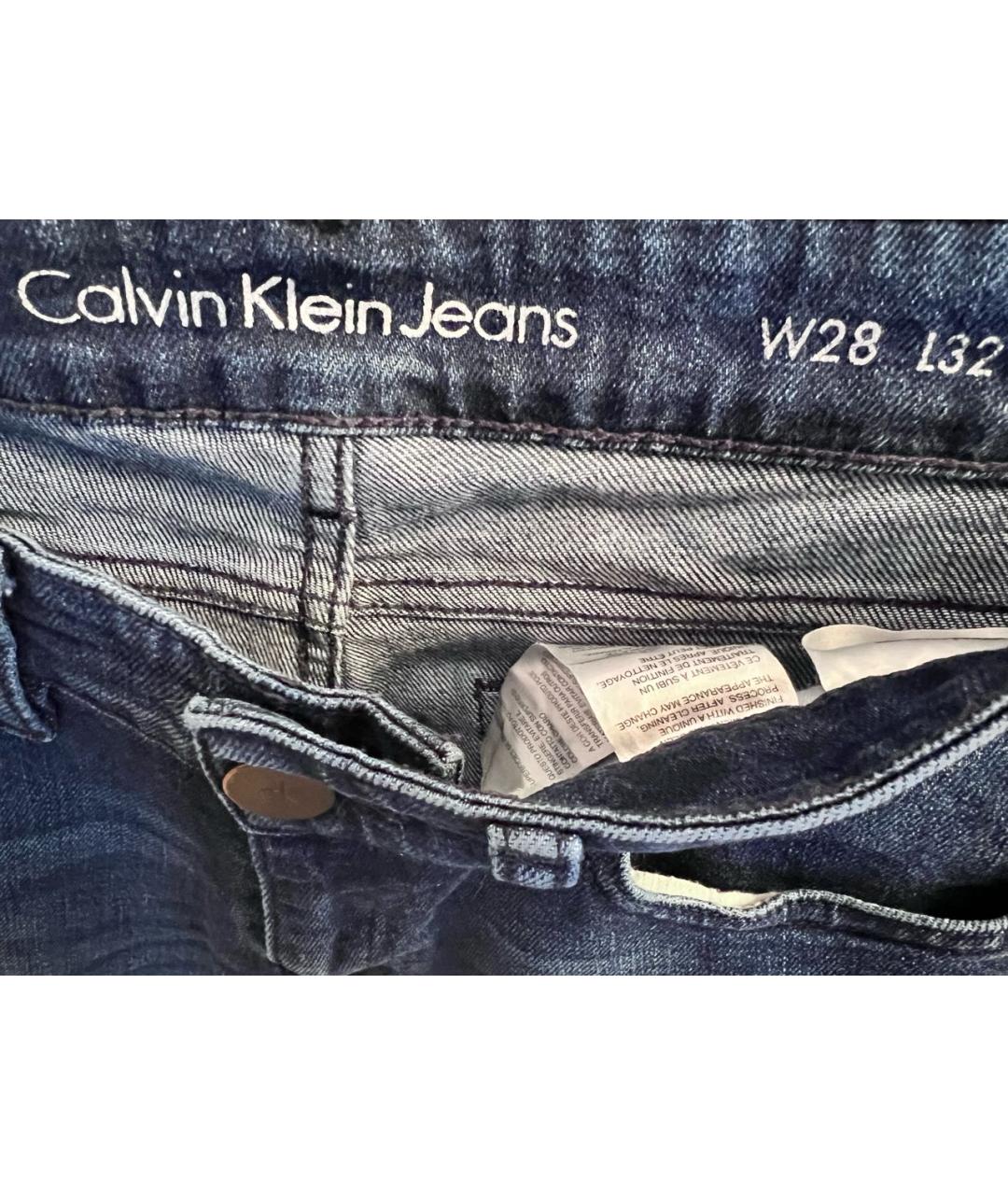 CALVIN KLEIN Темно-синие хлопковые прямые джинсы, фото 3