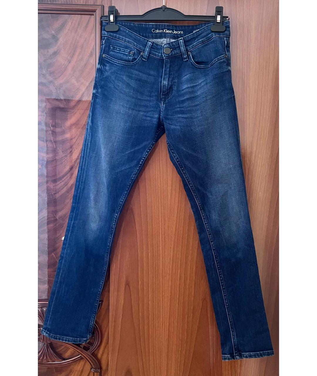 CALVIN KLEIN Темно-синие хлопковые прямые джинсы, фото 4