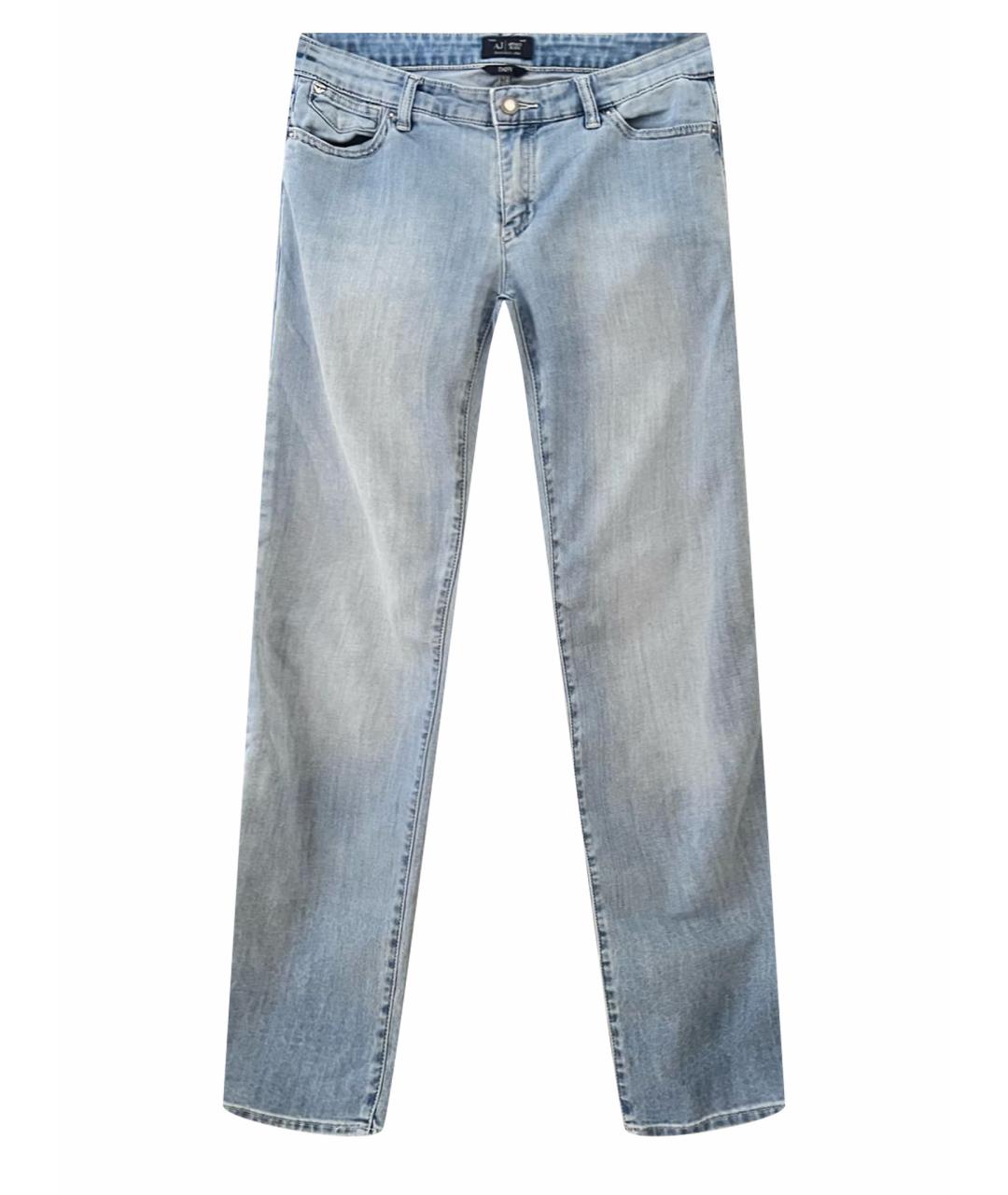 ARMANI JEANS Голубые хлопковые прямые джинсы, фото 1