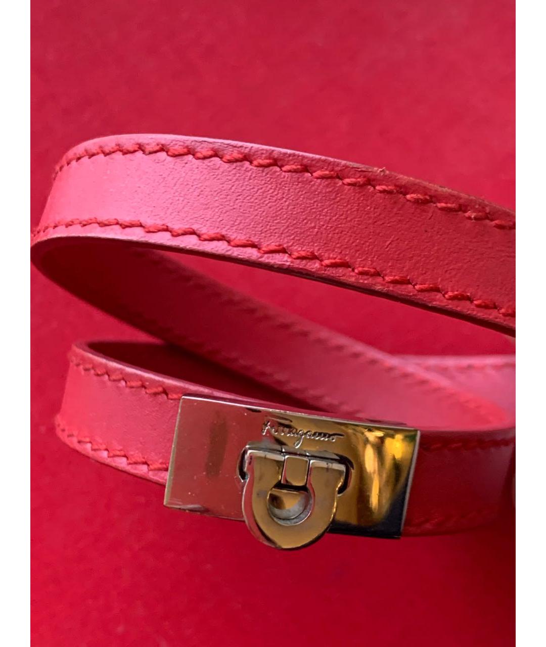 SALVATORE FERRAGAMO Красный кожаный браслет, фото 2