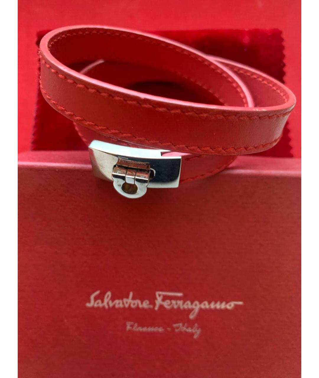 SALVATORE FERRAGAMO Красный кожаный браслет, фото 6