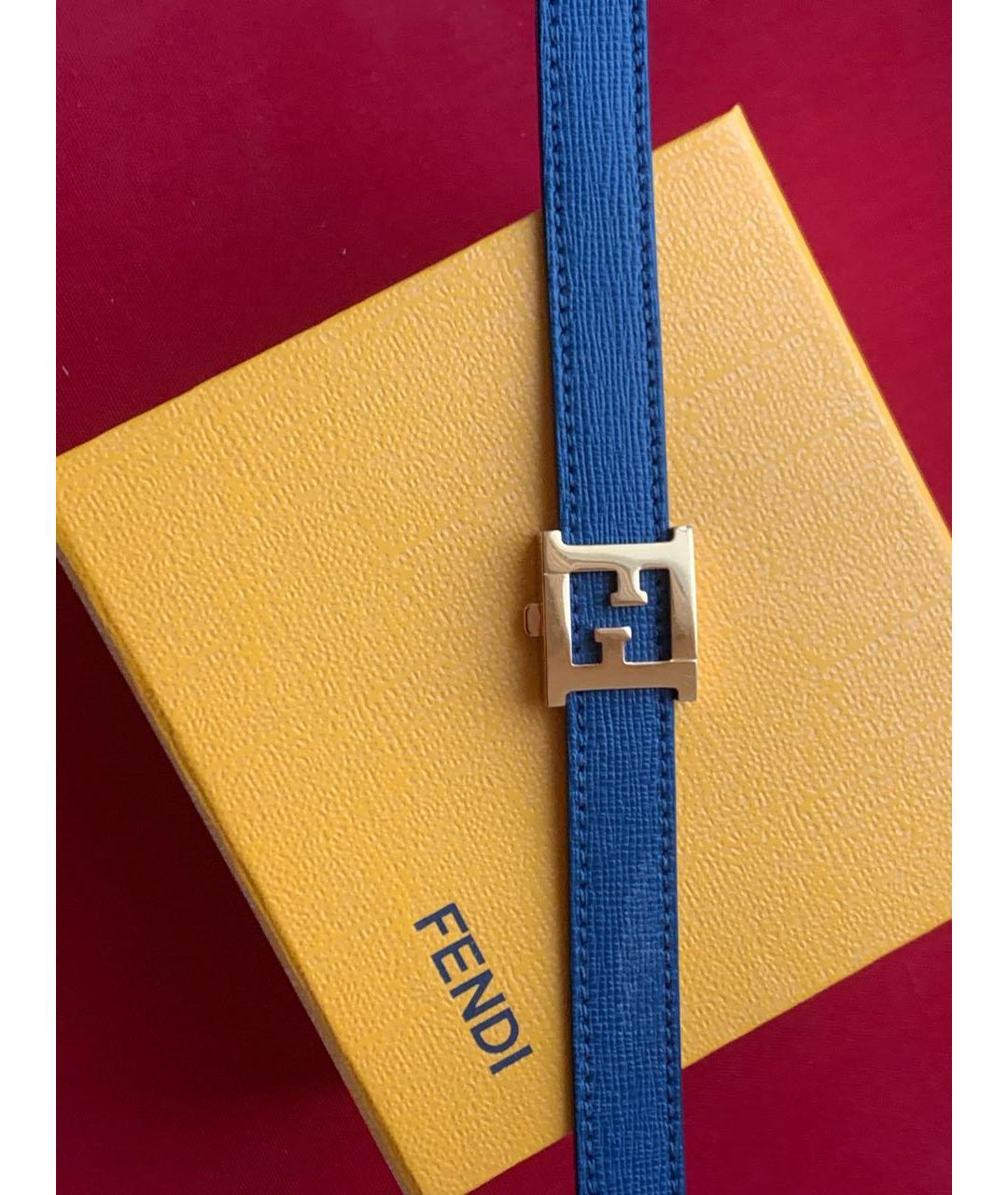 FENDI Оранжевый кожаный браслет, фото 3
