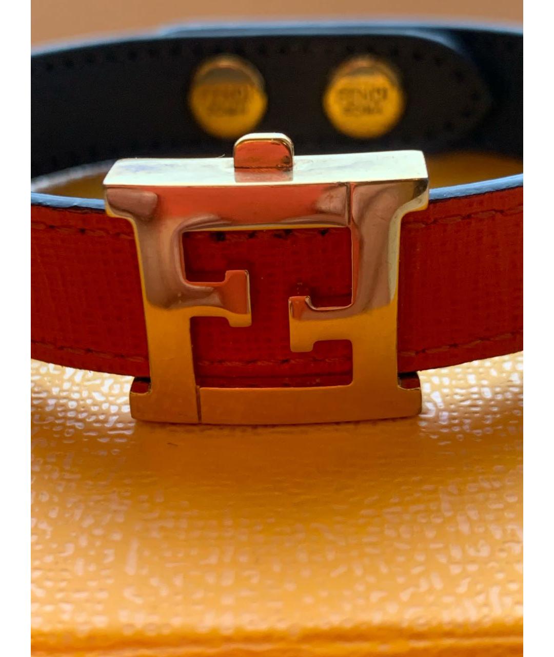 FENDI Оранжевый кожаный браслет, фото 5