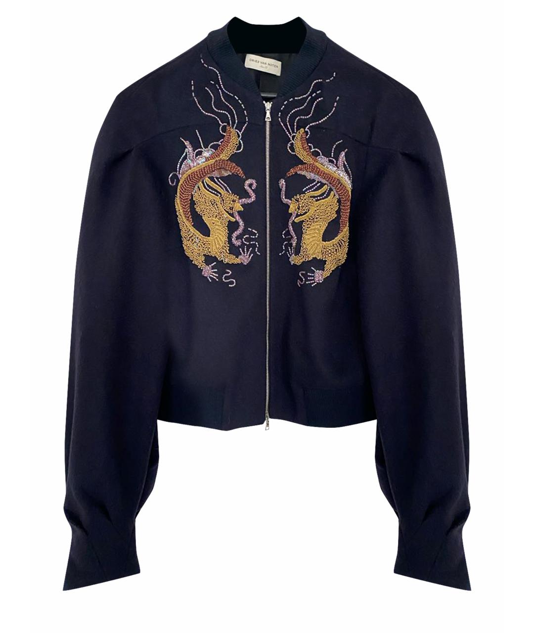 DRIES VAN NOTEN Темно-синяя шерстяная куртка, фото 1